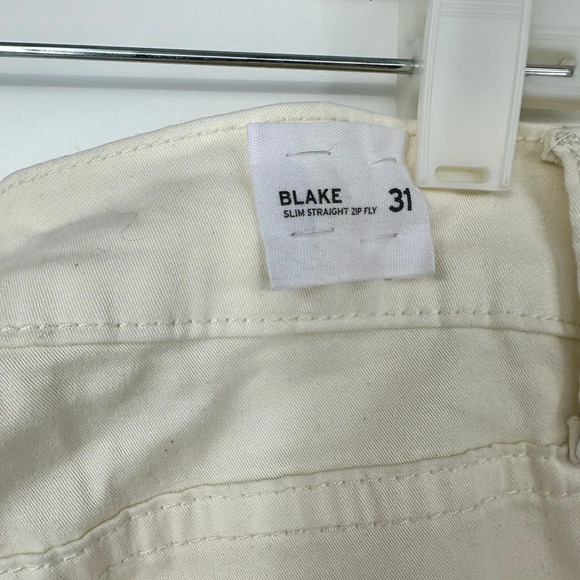 Hudson Jeans Blake Slim Straight Twill Pant in Light Cream NWT - Picture 6 of 9